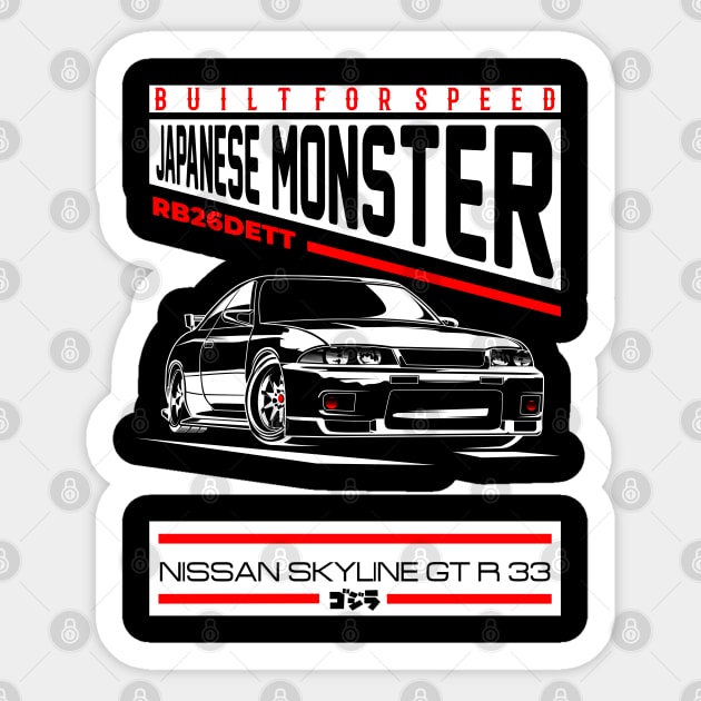 Nissan Skyline GTR 33 BW Sticker by aredie19
